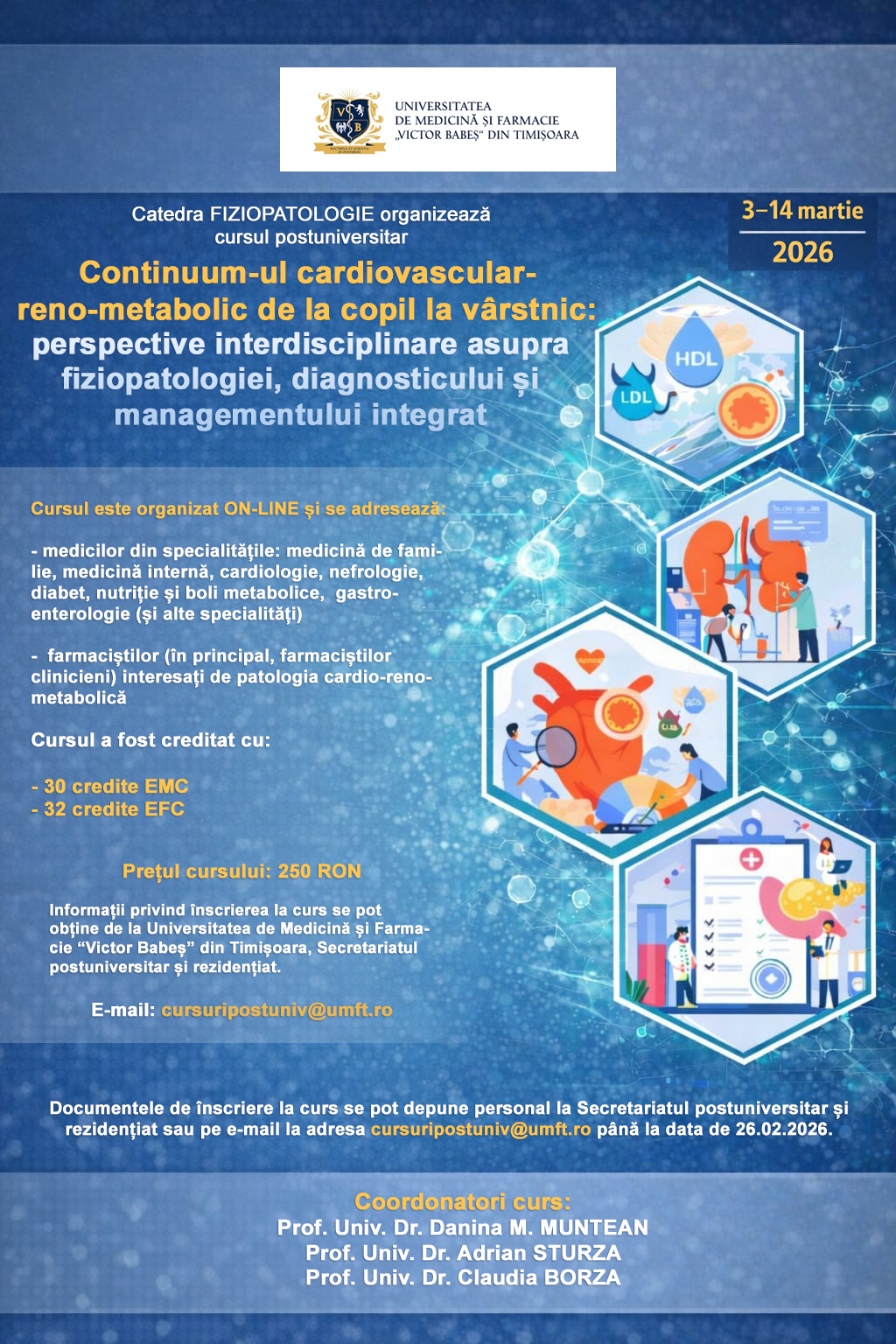 Cursul postuniversitar „Continuum-ul cardiovascular-reno-metabolic de la copil la vârstnic: perspective interdisciplinare asupra fiziopatologiei, diagnosticului și managementului integrat”